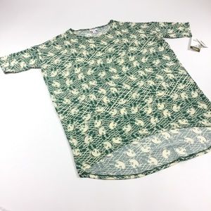 NWT LuLaRoe Irma M Disney Green Cream Mickey Mouse